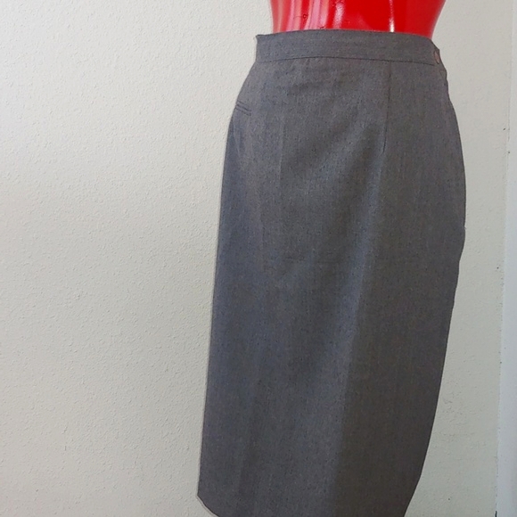 Vintage Kelly Harper Pencil Wool Skirt Women's size 12 in Grey - Picture 1 of 14